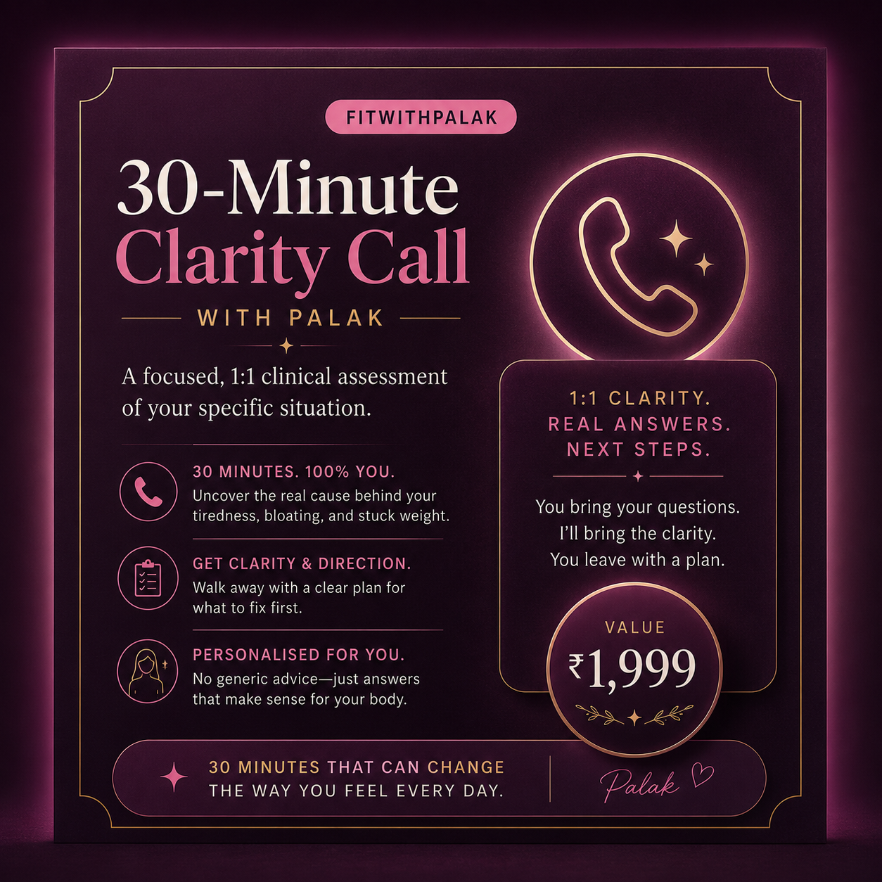 30-Minute Clarity Call with Palak, value ₹1,999